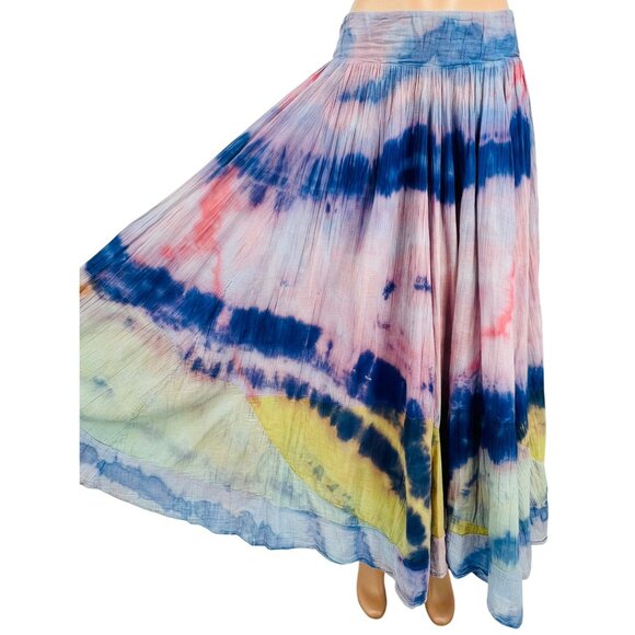 RARE Vintage Free People Hippie Tie Dye Gauzy Flowy Maxi Skirt Coastal Boho Y2K - Picture 6 of 16